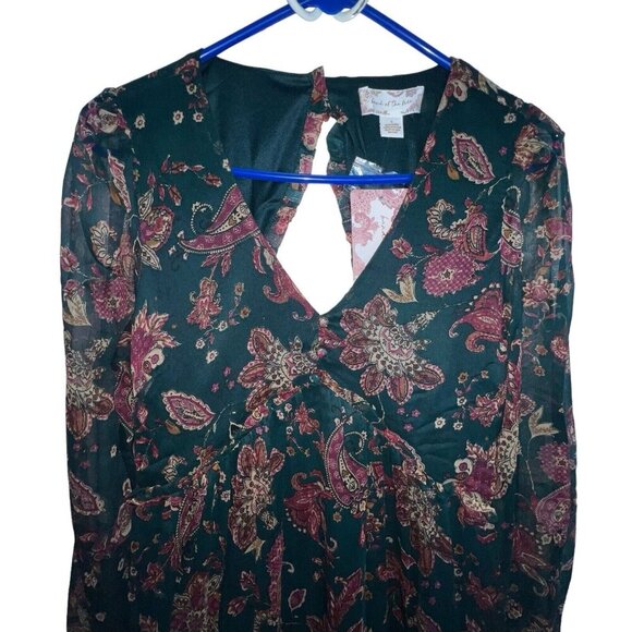 Band Of The Free Run The‎ World Pine Berry Paisley Empire Waist Midi Dress Small - Picture 3 of 12